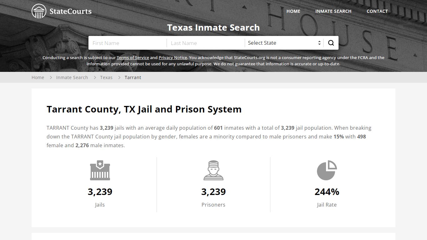 Tarrant County, TX Inmate Search - StateCourts